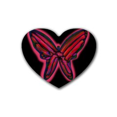 Red Butterfly Rubber Coaster (heart)  by Valentinaart