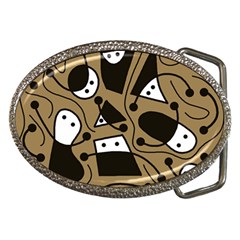 Playful Abstract Art - Brown Belt Buckles by Valentinaart