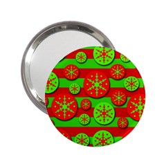 Snowflake Red And Green Pattern 2 25  Handbag Mirrors by Valentinaart