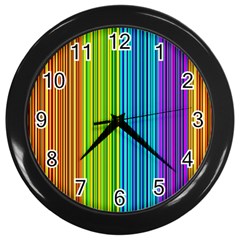 Colorful Lines Wall Clocks (black) by Valentinaart