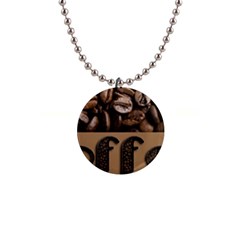 Funny Coffee Beans Brown Typography Button Necklaces by yoursparklingshop