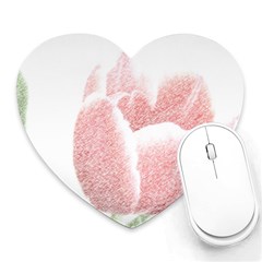 Red Tulip Pencil Drawing Heart Mousepads by picsaspassion