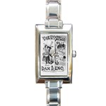 Vintage Song Sheet Lyrics Black White Typography Rectangle Italian Charm Watch Front