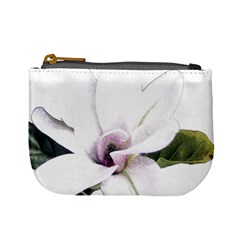 White Magnolia Pencil Drawing Art Mini Coin Purses by picsaspassion