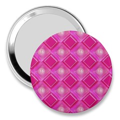 Pink Sweet Number 16 Diamonds Geometric Pattern 3  Handbag Mirrors by yoursparklingshop