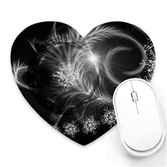 Silver Feather And Ball Decoration Heart Mousepads by picsaspassion