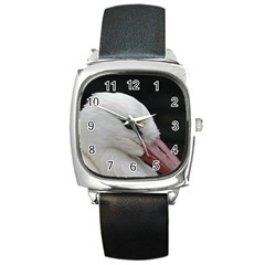 Wild Stork Bird, Close-up Square Metal Watch by picsaspassion