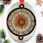 Ancient Aztec Sun Calendar 1790 Vintage Drawing Oval Ornament (Two Sides) Front