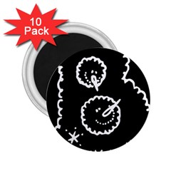 Funny Black And White Doodle Snowballs 2 25  Magnets (10 Pack)  by yoursparklingshop