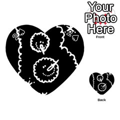 Funny Black And White Doodle Snowballs Playing Cards 54 (heart)  by yoursparklingshop