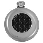 Surfing Motif Pattern Round Hip Flask (5 oz) Front