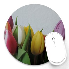 Colorful Bouquet Tulips Round Mousepads by picsaspassion