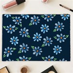 Retro Blue Daisy Flowers Pattern Cosmetic Bag (XXL)  Back