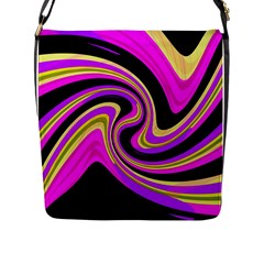 Pink And Yellow Flap Messenger Bag (l)  by Valentinaart