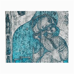 Mother Mary And Infant Jesus Christ  Blue Portrait Old Vintage Drawing Small Glasses Cloth by yoursparklingshop