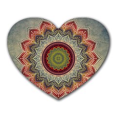 Folk Art Lotus Mandala Dirty Blue Red Heart Mousepads by EDDArt