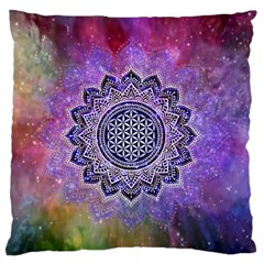 Flower Of Life Indian Ornaments Mandala Universe Large Flano Cushion Case (two Sides) by EDDArt