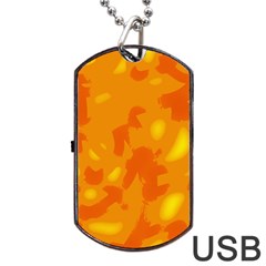 Orange Decor Dog Tag Usb Flash (one Side) by Valentinaart