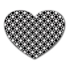 Modern Dots In Squares Mosaic Black White Heart Mousepads by EDDArt