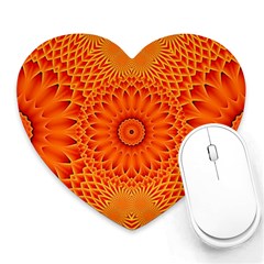 Lotus Fractal Flower Orange Yellow Heart Mousepads by EDDArt