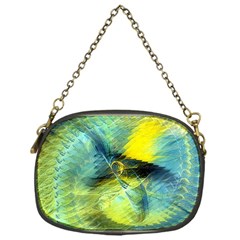 Light Blue Yellow Abstract Fractal Chain Purses (one Side)  by designworld65