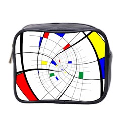 Swirl Grid With Colors Red Blue Green Yellow Spiral Mini Toiletries Bag 2-side by designworld65