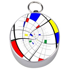 Swirl Grid With Colors Red Blue Green Yellow Spiral Silver Compasses by designworld65