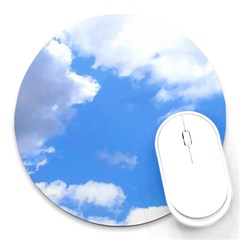 Clouds And Blue Sky Round Mousepads by picsaspassion