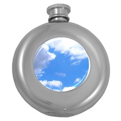 Clouds And Blue Sky Round Hip Flask (5 Oz) by picsaspassion