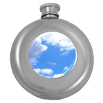 Clouds and blue sky Round Hip Flask (5 oz) Front