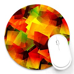 Indian Summer Cubes Round Mousepads by designworld65