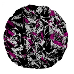 Purple Abstract Flowers Large 18  Premium Round Cushions by Valentinaart