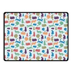 Blue Colorful Cats Silhouettes Pattern Double Sided Fleece Blanket (small)  by Contest580383