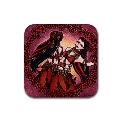 Gemini Tribal Twins Rubber Coaster (square)  by BubbSnugg