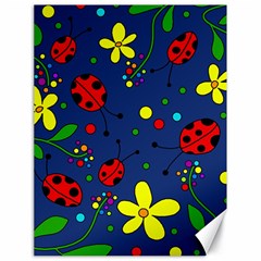 Ladybugs - Blue Canvas 18  X 24   by Valentinaart