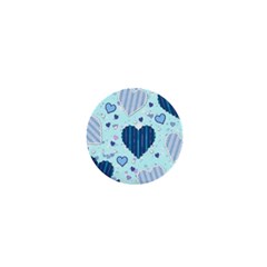 Light And Dark Blue Hearts 1  Mini Buttons by LovelyDesigns4U