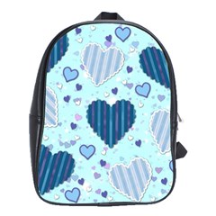 Light And Dark Blue Hearts School Bags(large)  by LovelyDesigns4U