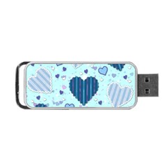 Light And Dark Blue Hearts Portable Usb Flash (two Sides) by LovelyDesigns4U