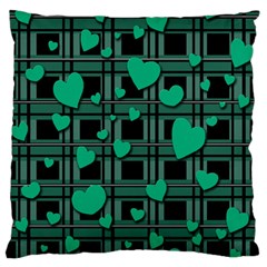 Green Love Large Flano Cushion Case (one Side) by Valentinaart