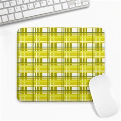 Yellow Plaid Pattern Large Mousepads by Valentinaart