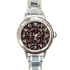 Elegant Decorative Pattern Round Italian Charm Watch by Valentinaart