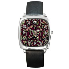 Elegant Decorative Pattern Square Metal Watch by Valentinaart