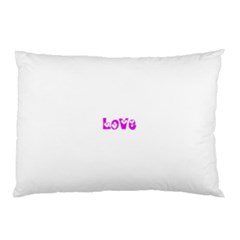 Pink Love Hearts Typography Pillow Case (two Sides) by yoursparklingshop