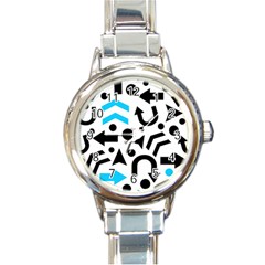 Cyan Right Direction Round Italian Charm Watch by Valentinaart