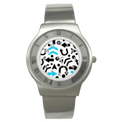 Cyan Right Direction Stainless Steel Watch by Valentinaart