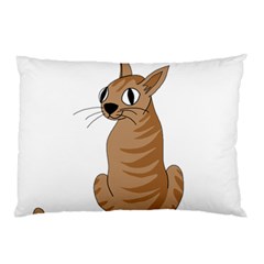 Brown Cat Pillow Case (two Sides) by Valentinaart