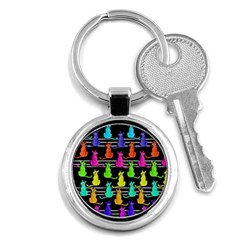 Colorful Cats Pattern Key Chains (round)  by Valentinaart