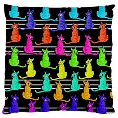 Colorful Cats Pattern Large Cushion Case (two Sides) by Valentinaart