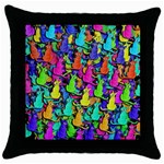 Colorful cats Throw Pillow Case (Black) Front