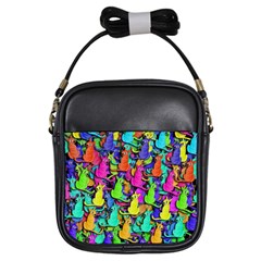 Colorful Cats Girls Sling Bags by Valentinaart